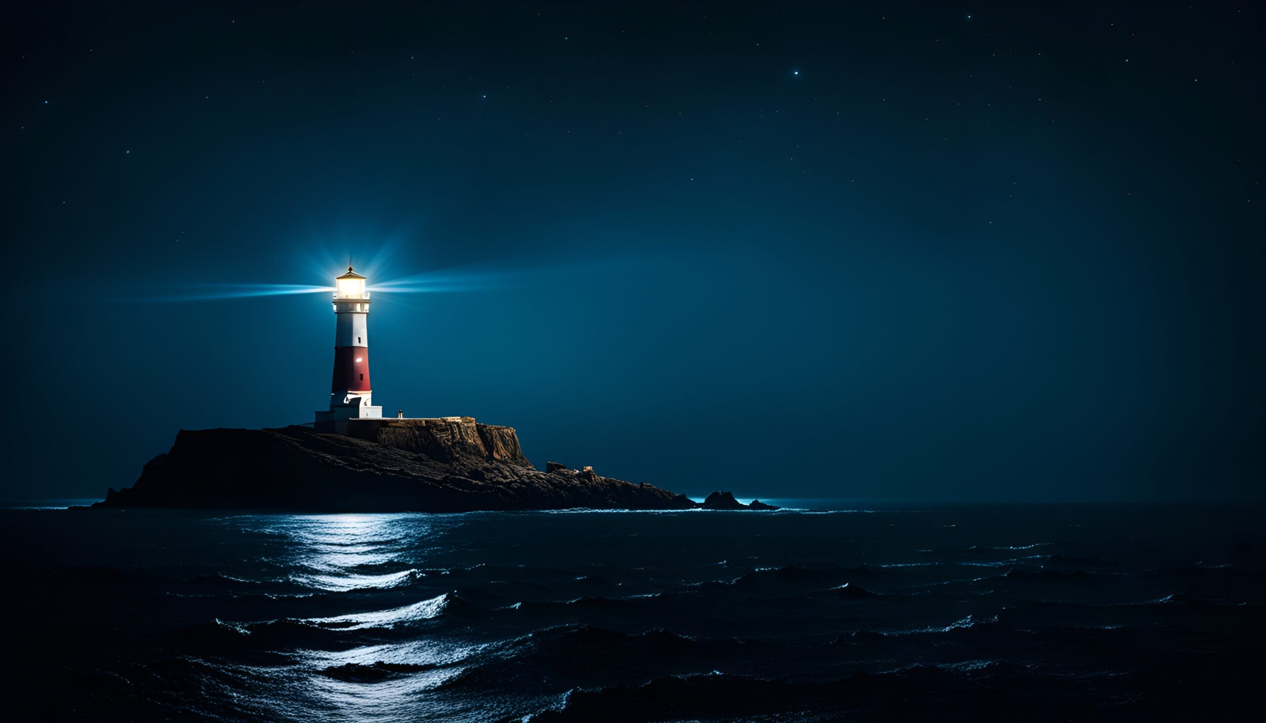 My lighthouse at the end of the world. Image generated by NightCafe
